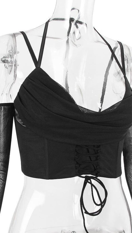 TOP CORSETTO CON HALTER NERO 