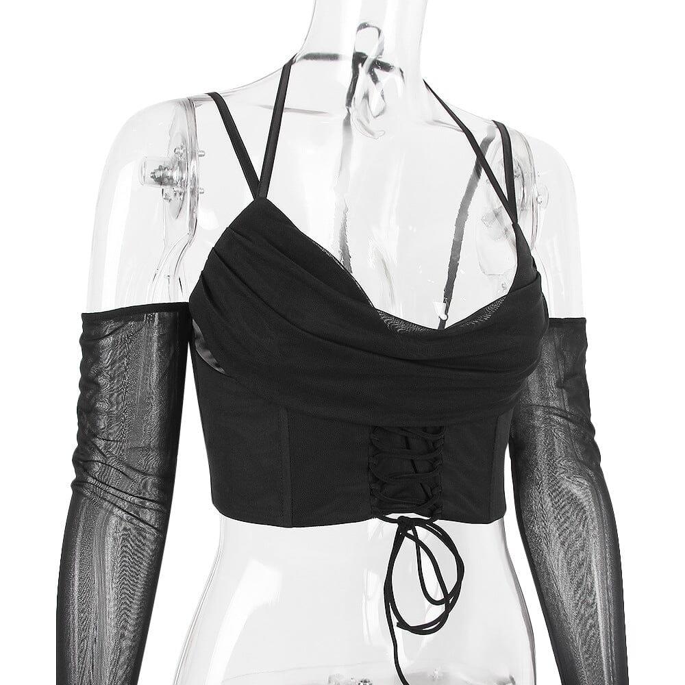 AIIZIE HALTER CORSET TOP IN BLACK - product image