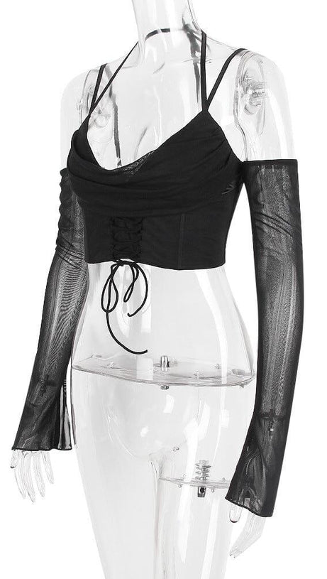 TOP CORSETTO CON HALTER NERO 