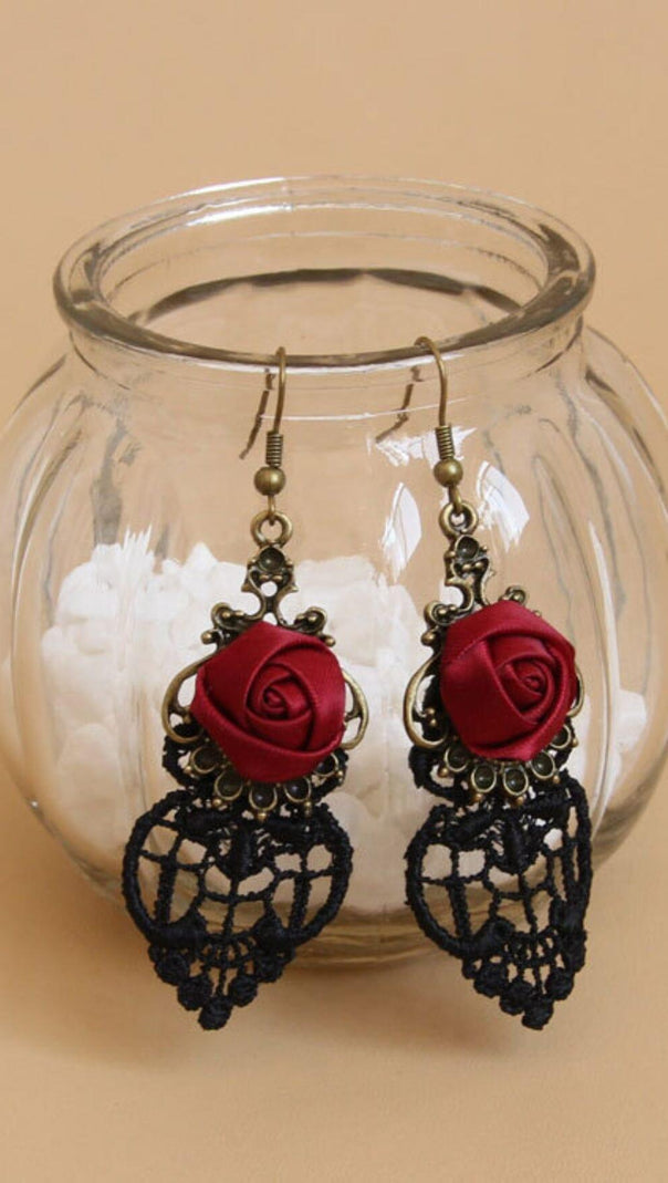 AIIZIE HOLLOW LACE ROSE EARRINGS - product image