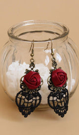 HOLLOW LACE ROSE EARRINGS