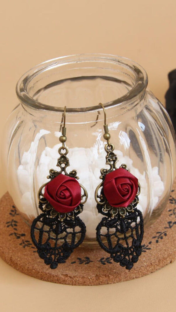 AIIZIE HOLLOW LACE ROSE EARRINGS - product image