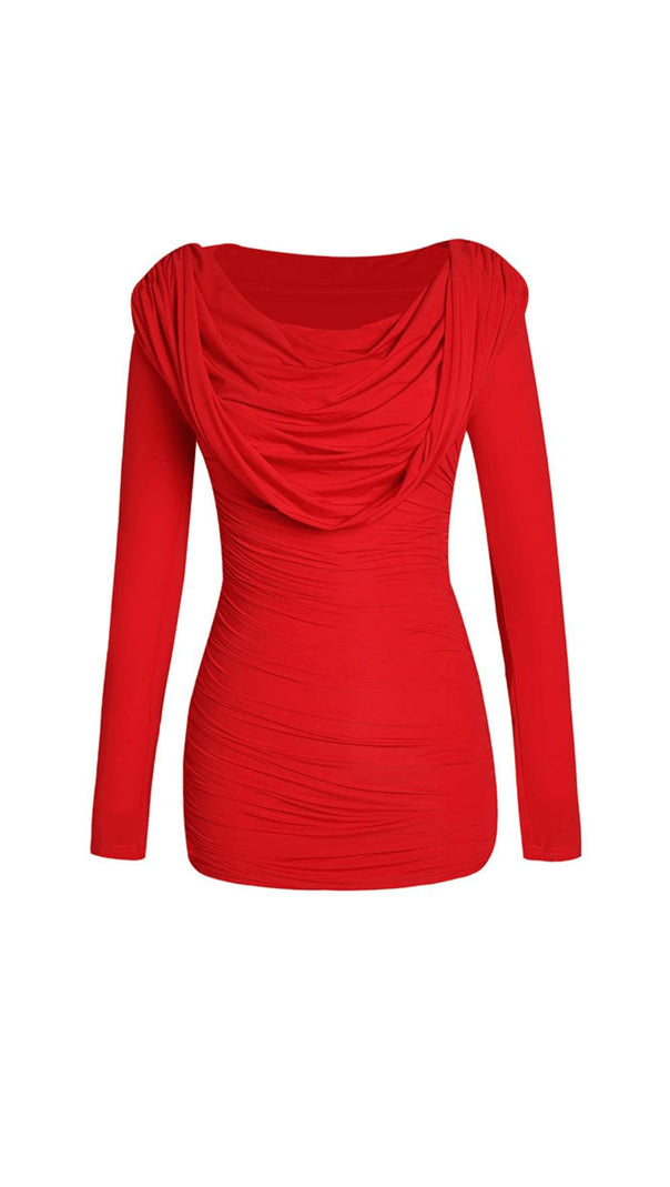 AIIZIE HOODED VISCOSE JERSEY MINI DRESS IN RED - product image