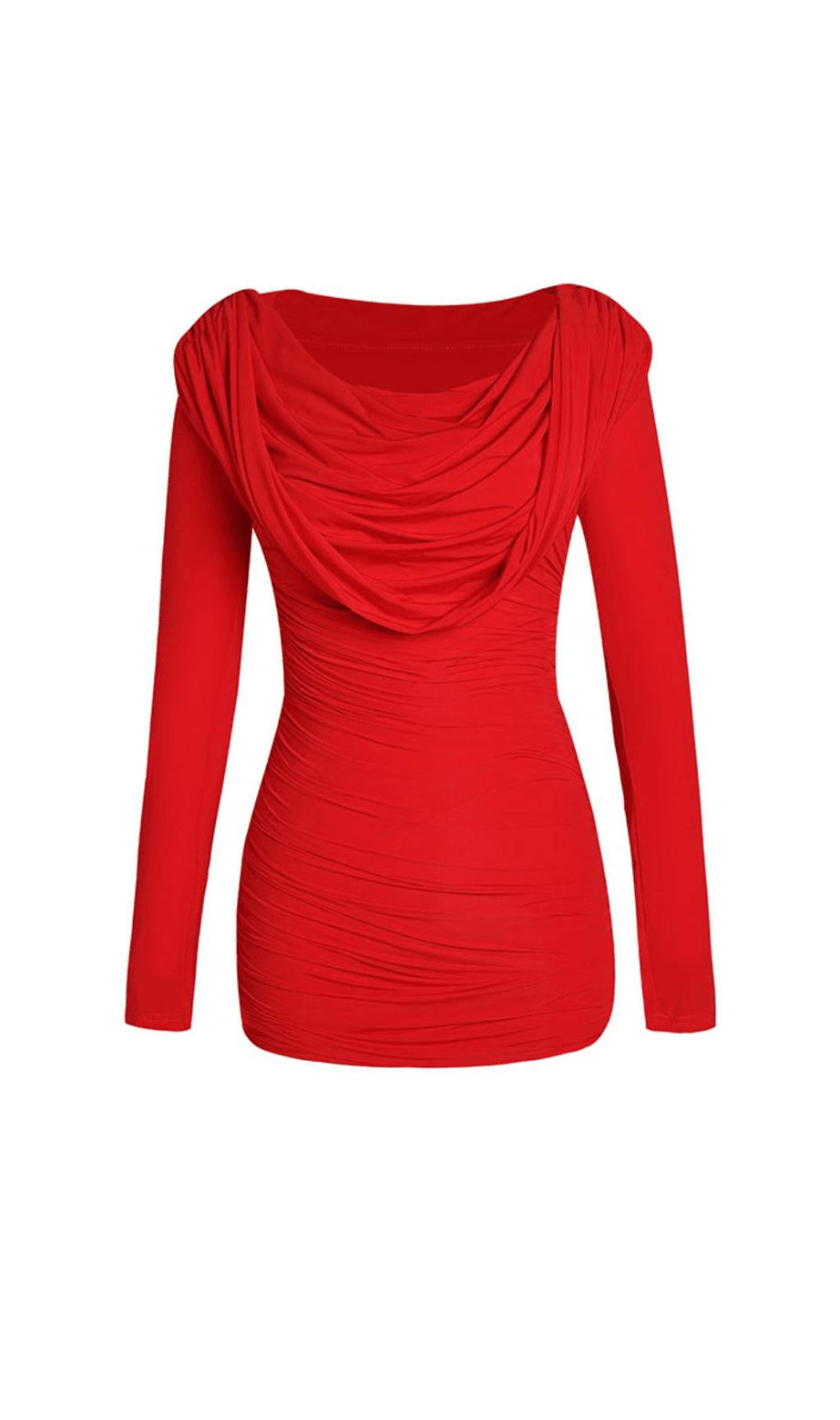 MINIKLEID AUS VISKOSEJERSEY MIT KAPUZE IN ROT
