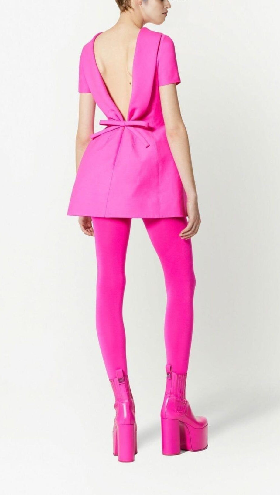 HOT PINK CREPE STRUCTURED MINI DRESS