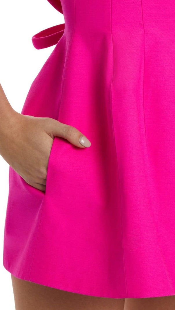 AIIZIE HOT PINK CREPE STRUCTURED MINI DRESS - product image