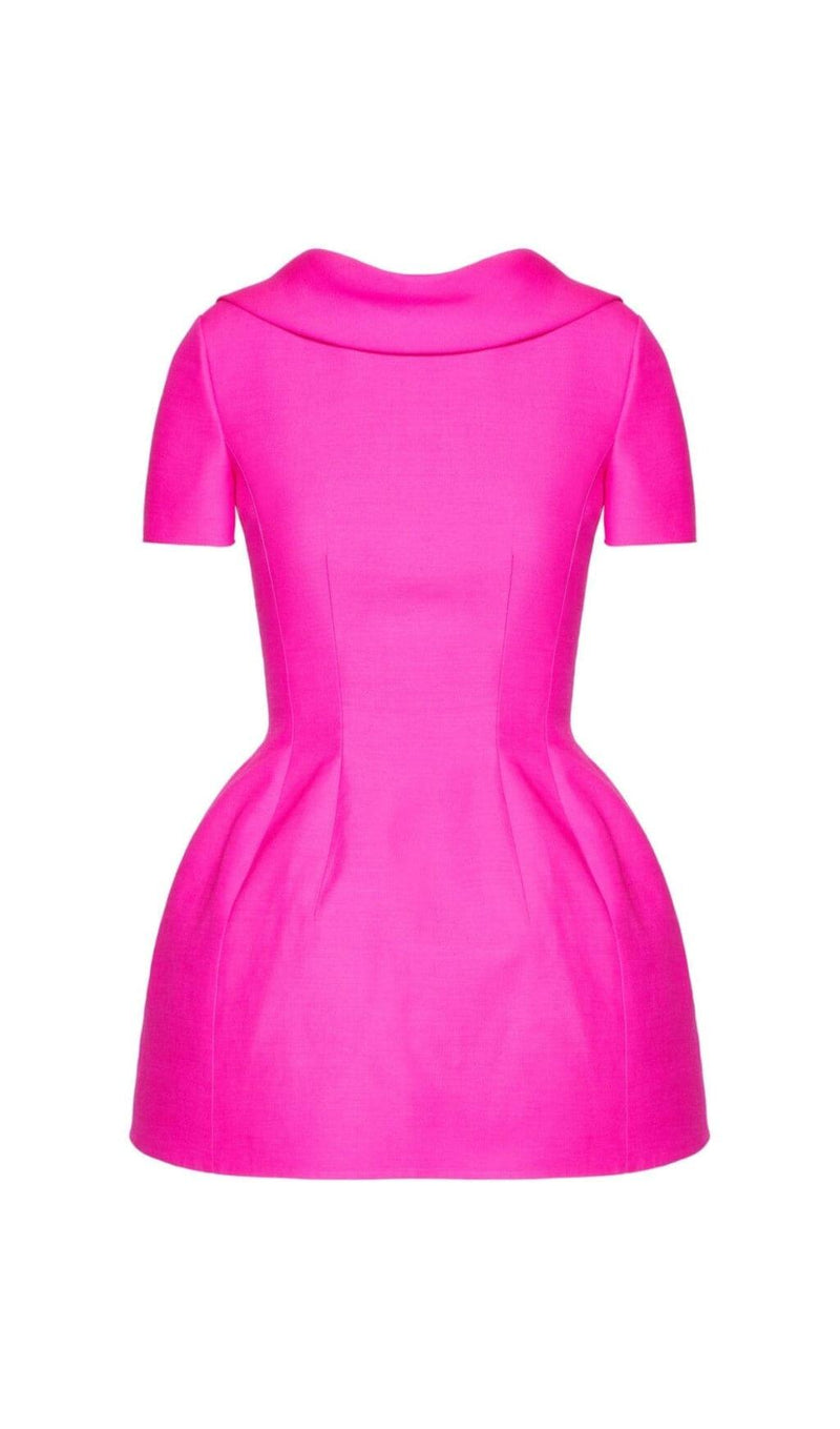 HOT PINK CREPE STRUCTURED MINI DRESS