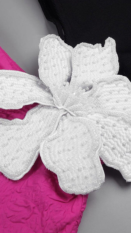 JACQUARD ONE SHOULDER STRETCH MAXI DRESS