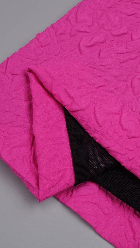 JACQUARD ONE SHOULDER STRETCH MAXI DRESS