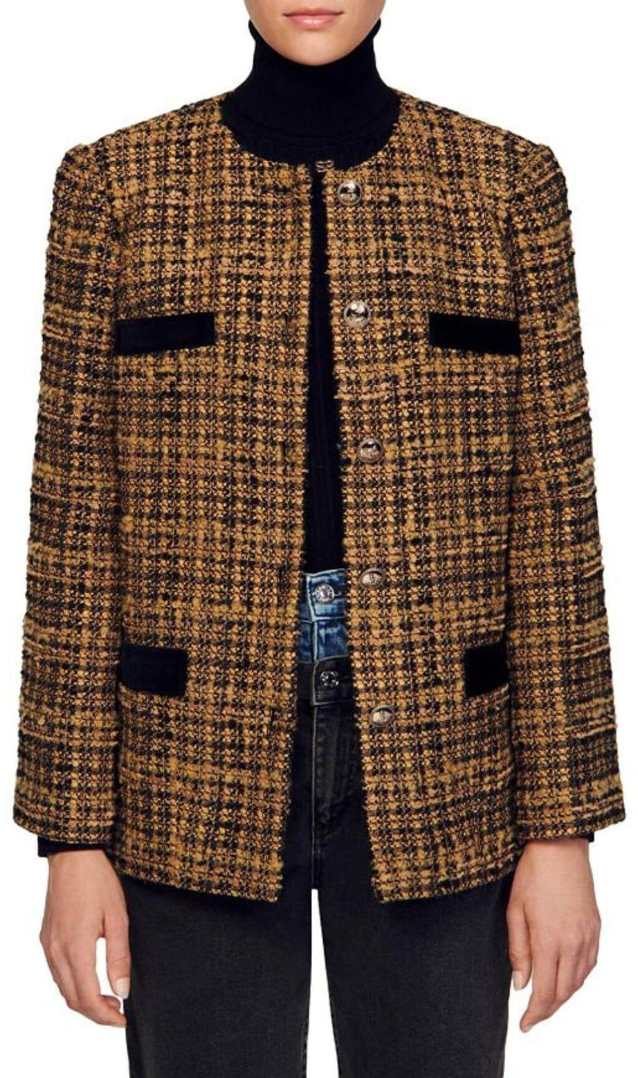 Tweedjacke „Jason“ mit Samtbesatz 