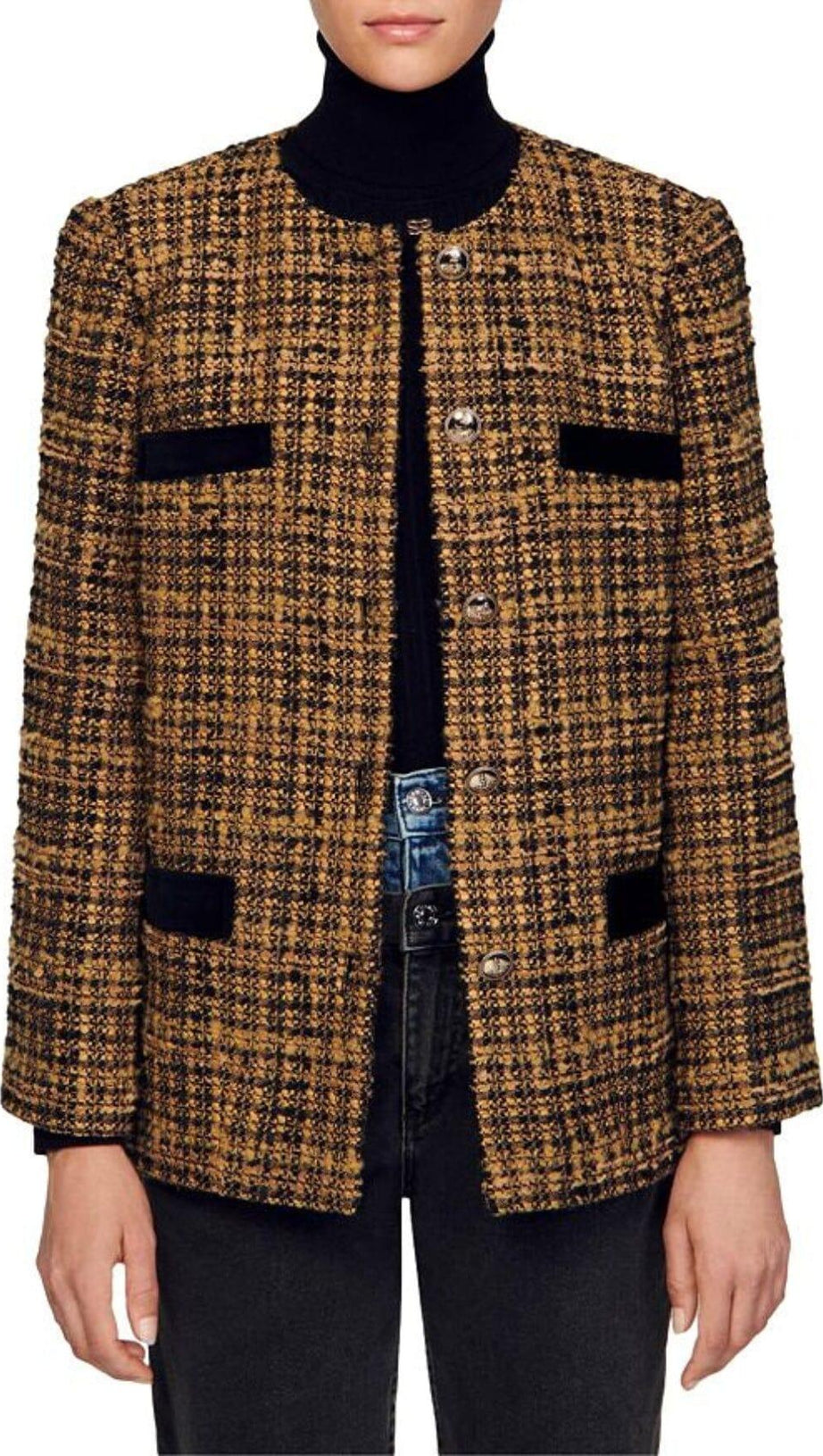 Tweedjacke „Jason“ mit Samtbesatz 