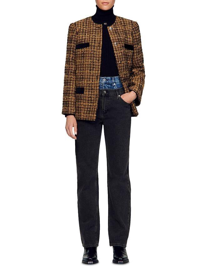 AIIZIE JASON VELVET TRIM TWEED JACKET - product image