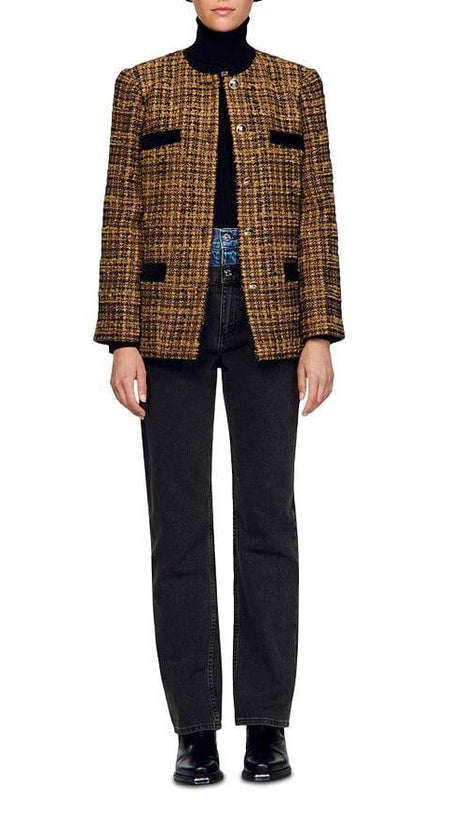 JASON VELVET TRIM TWEED JACKET
