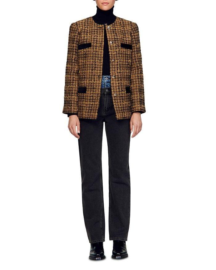 AIIZIE JASON VELVET TRIM TWEED JACKET - product image