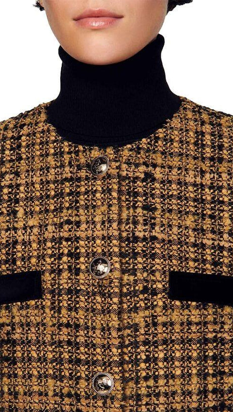 JASON VELVET TRIM TWEED JACKET