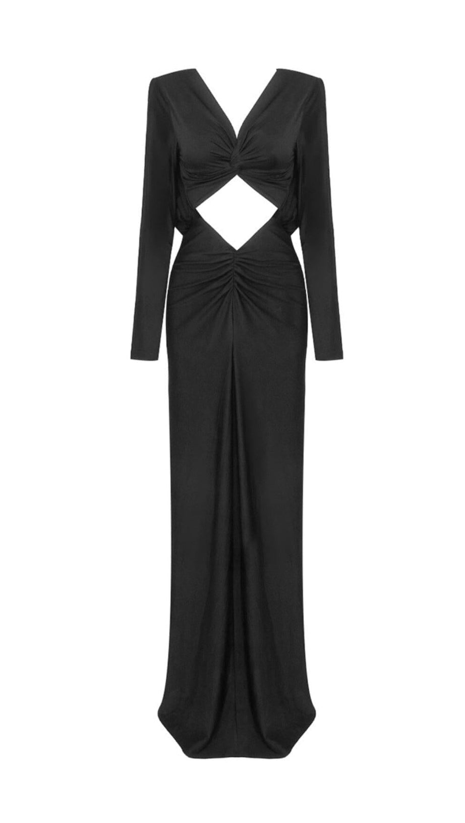 JERSEY-MAXIKLEID MIT AUSSCHNITT IN SCHWARZ