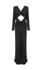 JERSEY CUT OUT MAXI DRESS IN BLACK