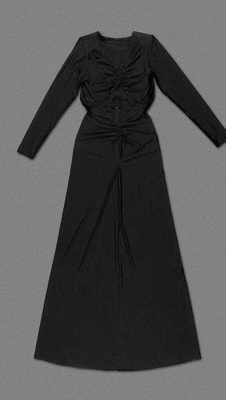JERSEY CUT OUT MAXI DRESS IN BLACK