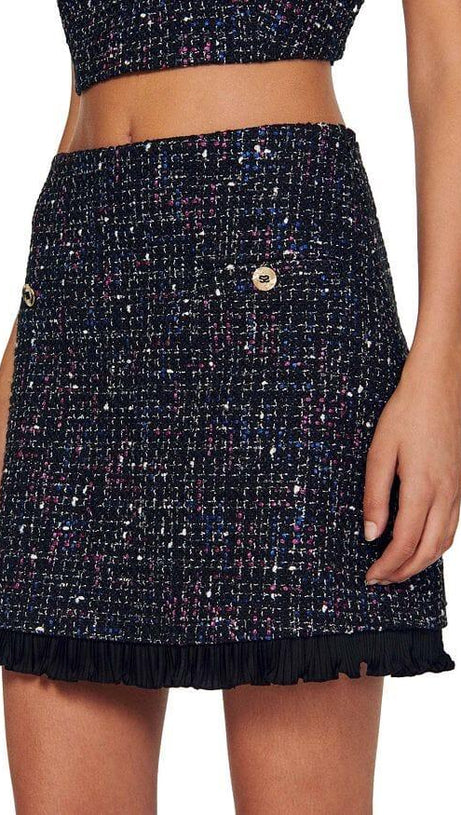 KEITHY RUFFLED TWEED SKIRT