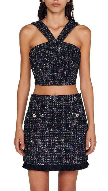 KEITHY RUFFLED TWEED SKIRT