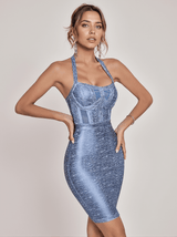 Charlie Halterneck Bandage Dress In Blue