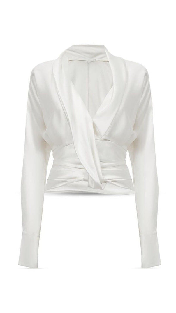 AIIZIE LAILA SILK DRAPE TUX BLOUSE - product image