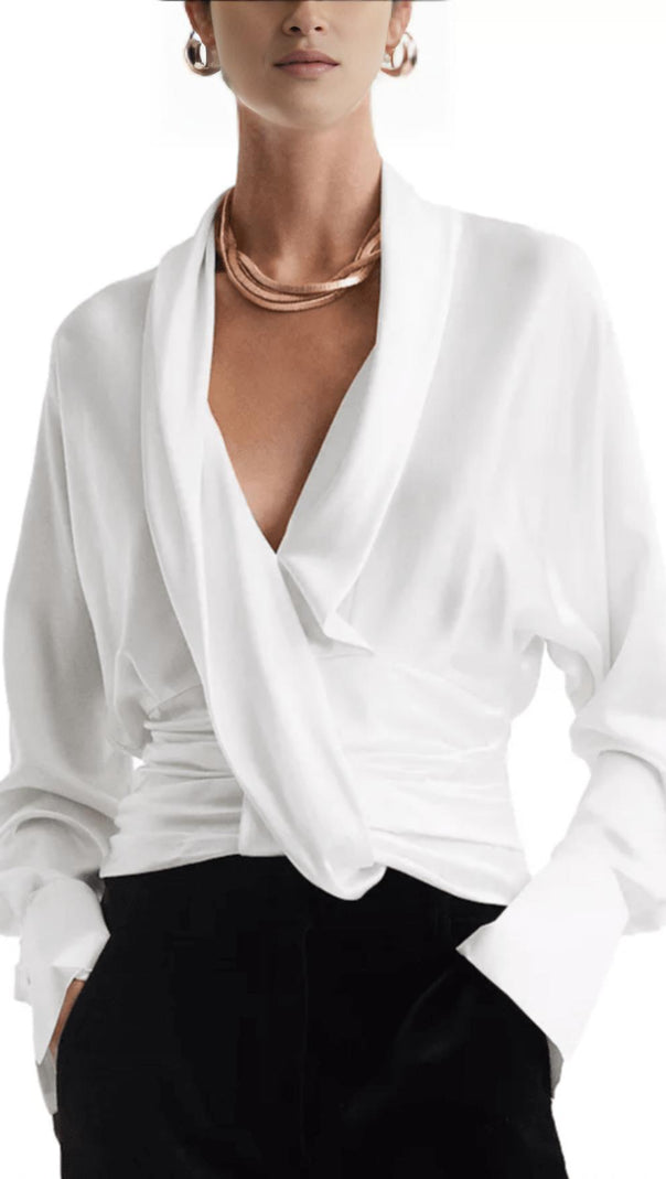 AIIZIE LAILA SILK DRAPE TUX BLOUSE - product image