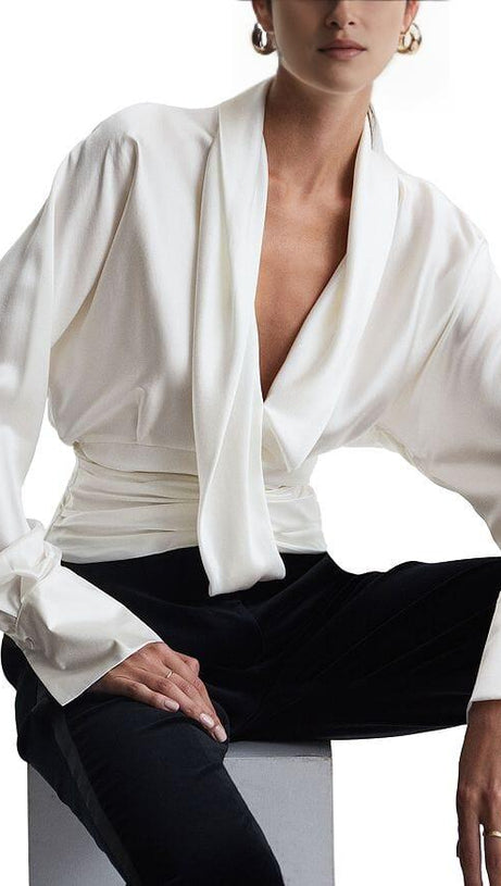LAILA SILK DRAPE TUX BLOUSE