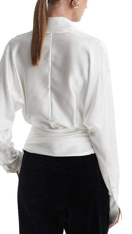 LAILA SILK DRAPE TUX BLOUSE