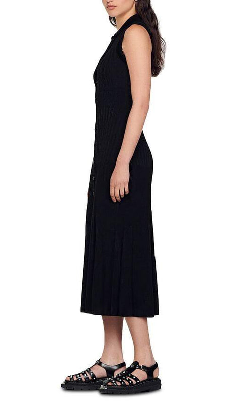 LAURENE SLEEVELESS RIBBED KNIT MIDI DRESS