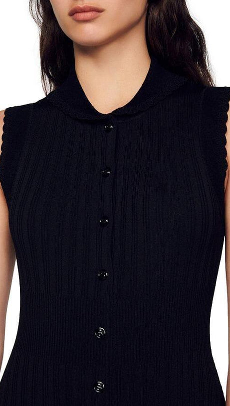 LAURENE SLEEVELESS RIBBED KNIT MIDI DRESS