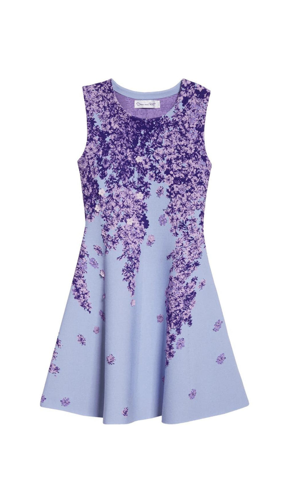 FLIEDERHAFTES ÄRMELLOSES MINIKLEID AUS JACQUARD