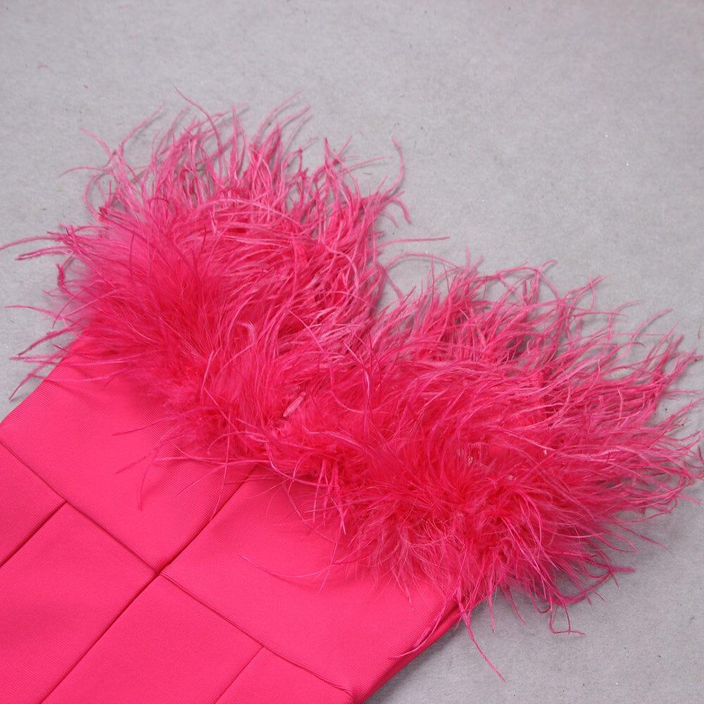 AIIZIE FEATHER BODYCON MAXI DRESS IN PINK - product image
