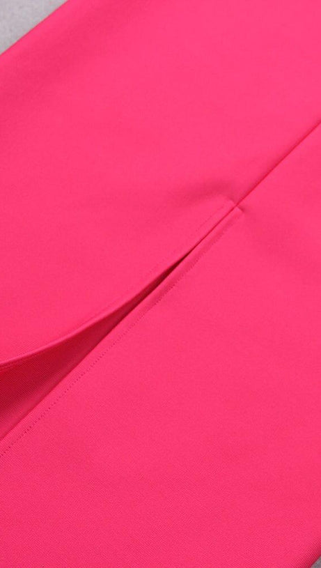 FEATHER BODYCON MAXI DRESS IN PINK