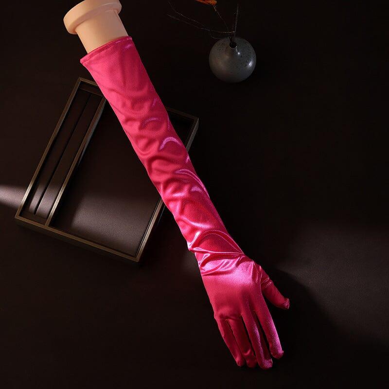 LANGE ROSENROTE HANDSCHUHE