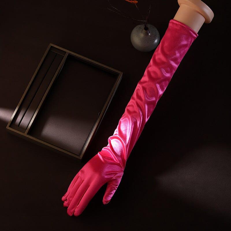 LANGE ROSENROTE HANDSCHUHE