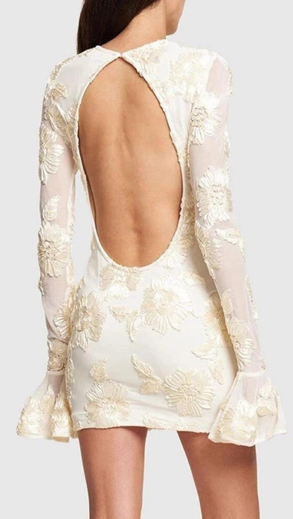 AIIZIE LONG SLEEVE 3D MESH TIGHT MINI DRESS - product image