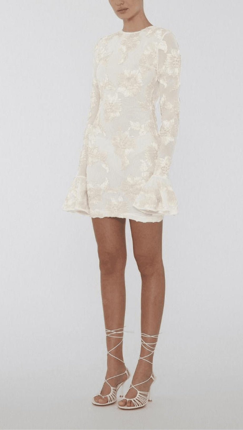 LONG SLEEVE 3D MESH TIGHT MINI DRESS