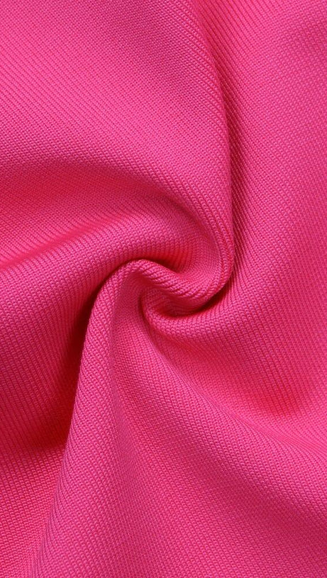 FEATHER BODYCON MAXI DRESS IN PINK