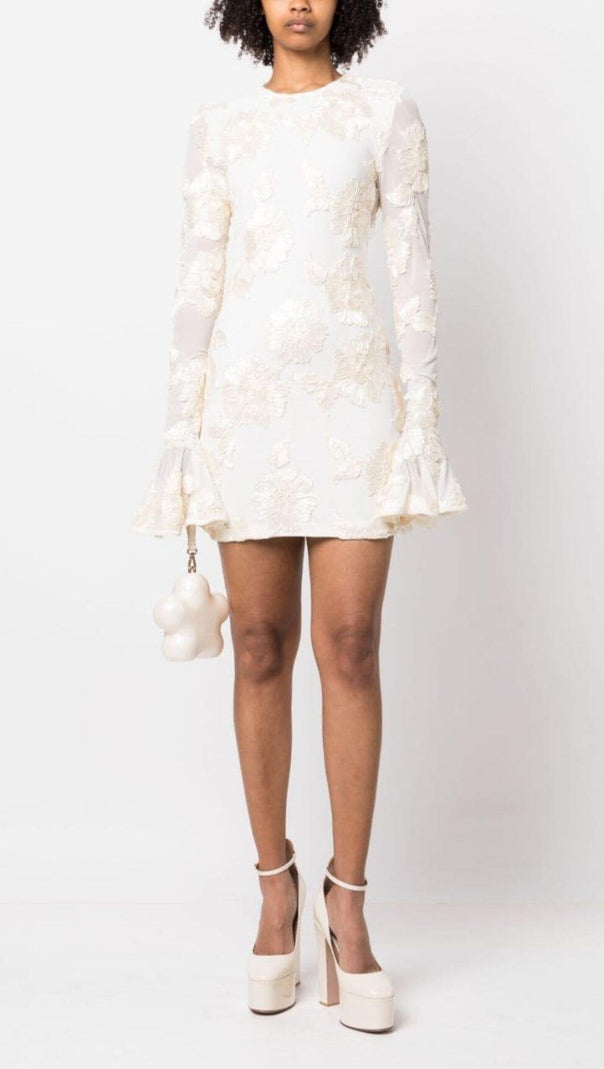 AIIZIE LONG SLEEVE 3D MESH TIGHT MINI DRESS - product image