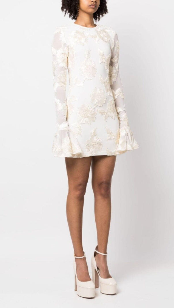 AIIZIE LONG SLEEVE 3D MESH TIGHT MINI DRESS - product image