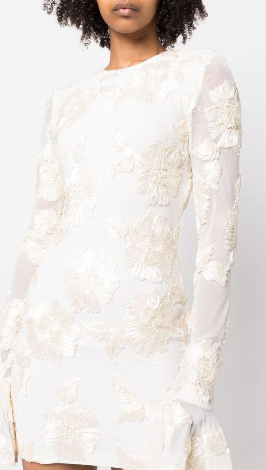 LONG SLEEVE 3D MESH TIGHT MINI DRESS