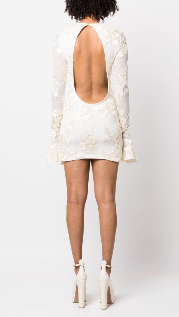 Long Sleeve 3D Mesh Tight Mini Dress