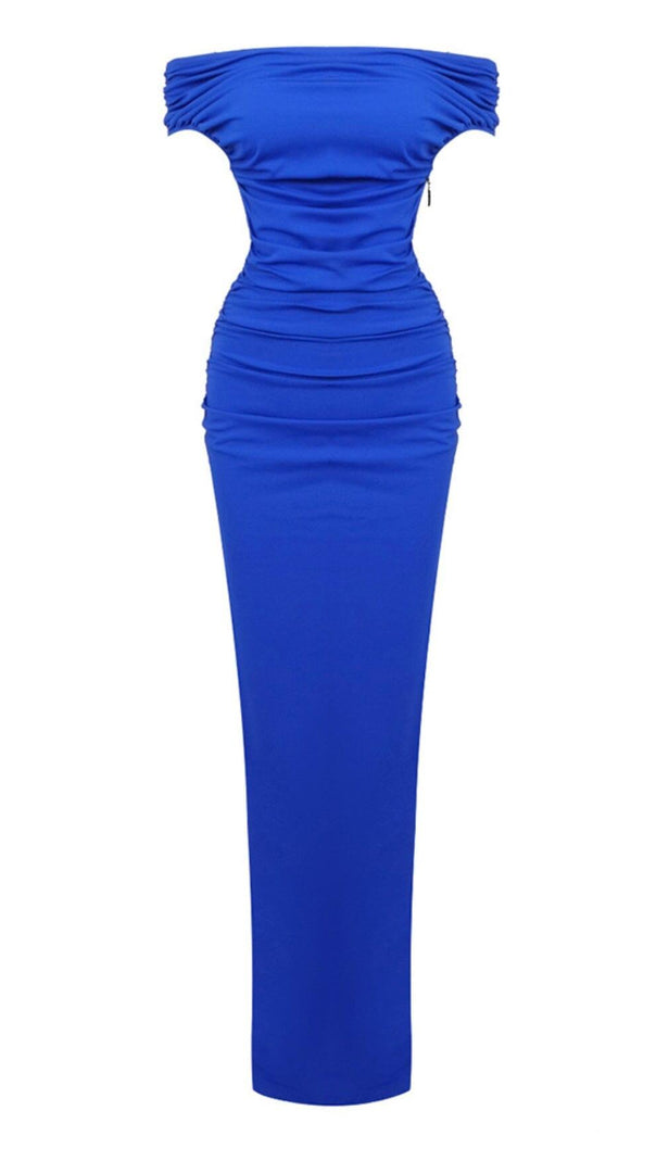 AIIZIE SPLIT SATIN CORSET DRESS IN BLUE - product image