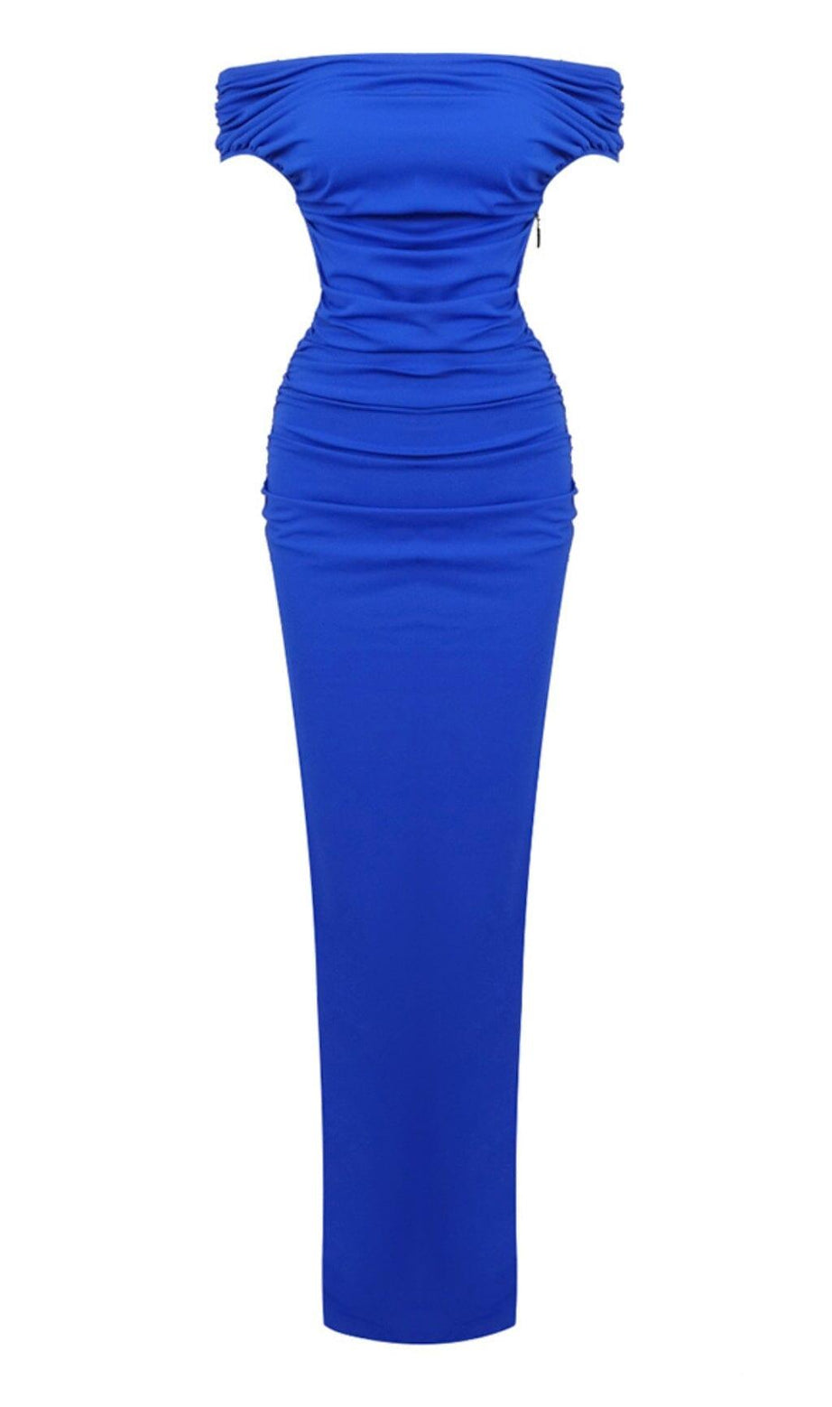 ABITO CORSETTO IN RASO SPACCATO BLU