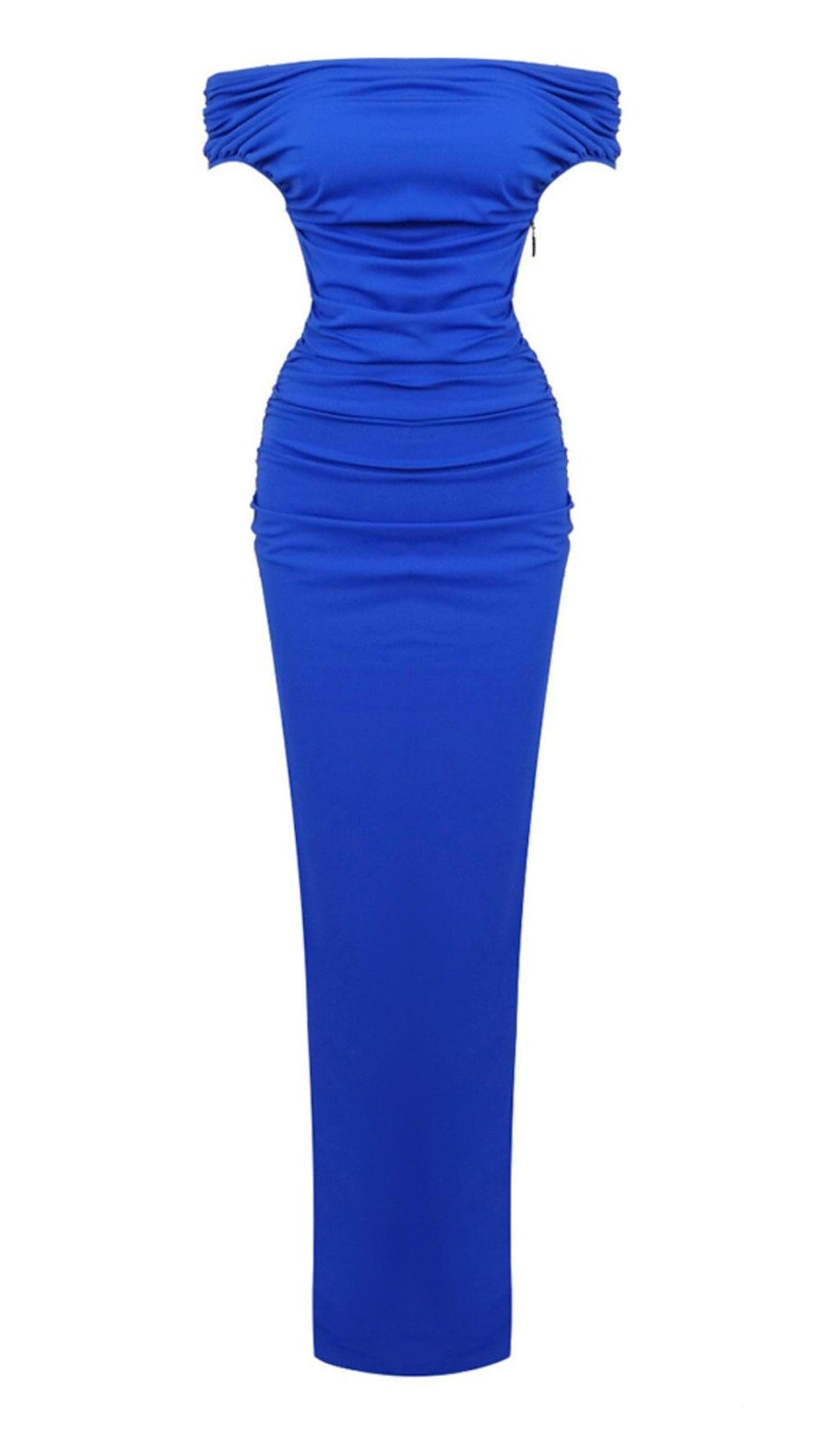 SPLIT SATIN CORSET DRESS IN BLUE