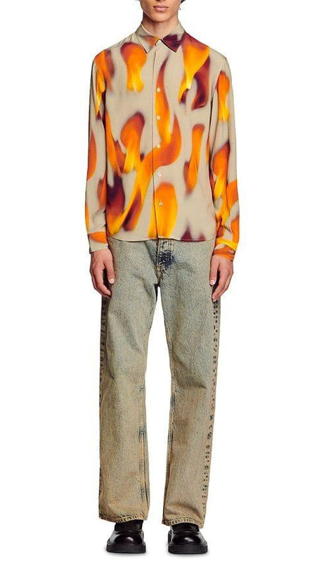 CAMICIA A MANICA LUNGA CON FIAMME 