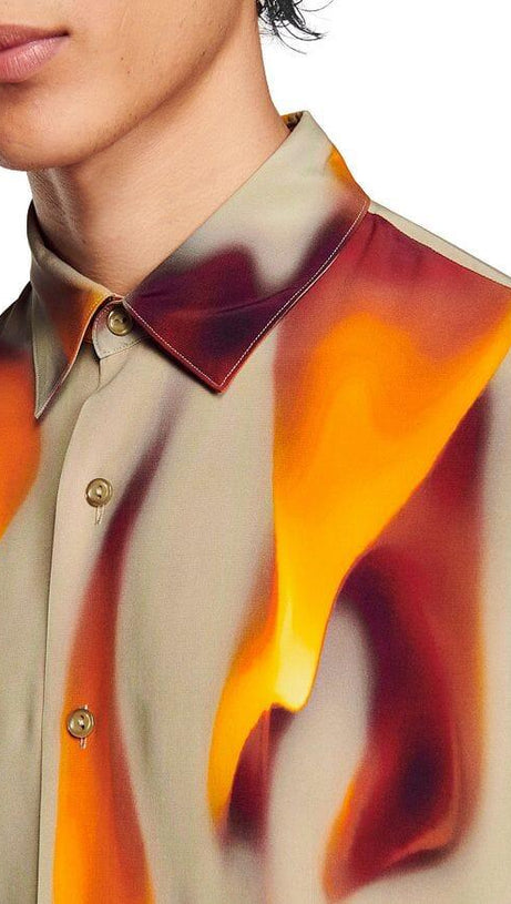 CAMICIA A MANICA LUNGA CON FIAMME 