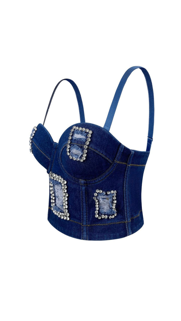 AIIZIE DISTRESSED BREATHABLE DIAMOND-ENCRUSTED FISHBONE CAMISOLE - product image