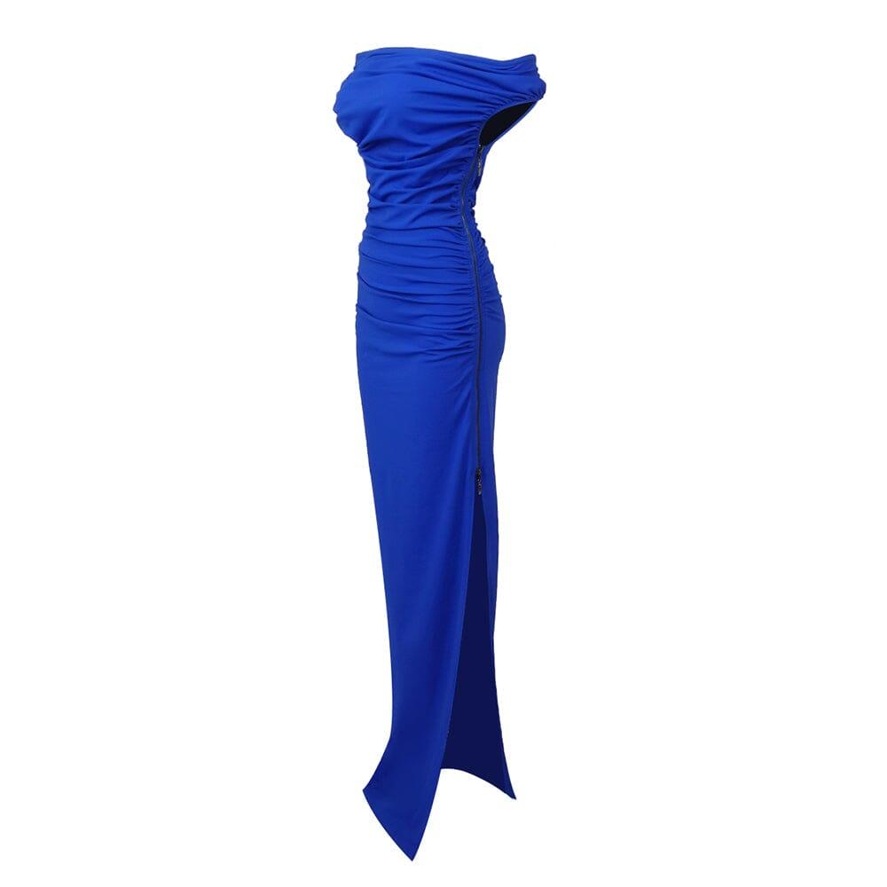 AIIZIE SPLIT SATIN CORSET DRESS IN BLUE - product image